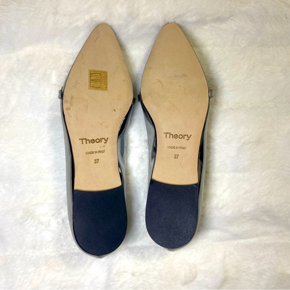 New Theory Silver Metallic Leather Ballet Shoes - Size 37 - Picture 11 of 11